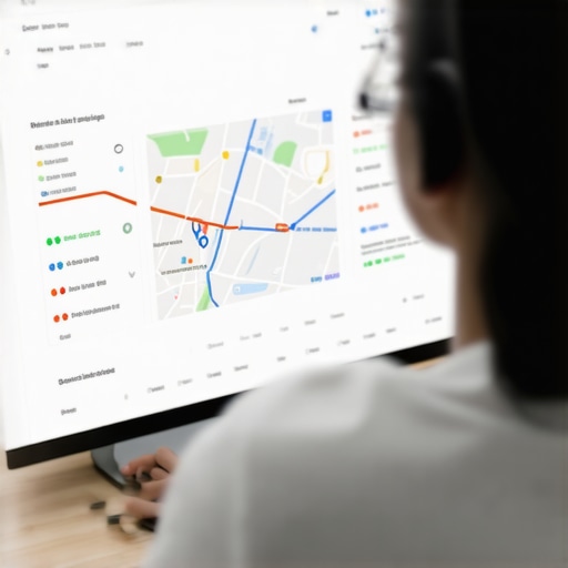 Person analyzing Google Maps ranking data on computer