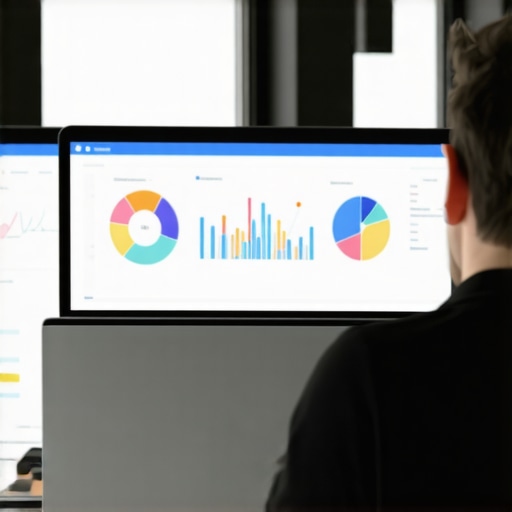 Person analyzing local SEO data on a laptop using analytical dashboards.
