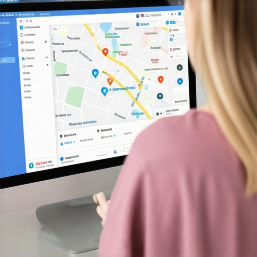 Business owner analyzing Google My Business dashboard to improve local map rankings