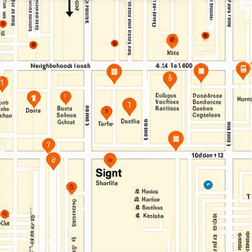 A digital map highlighting consistent address listings across platforms with trust icons.