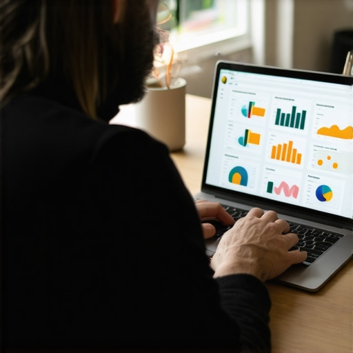 Business owner reviewing local search and citation data on a laptop