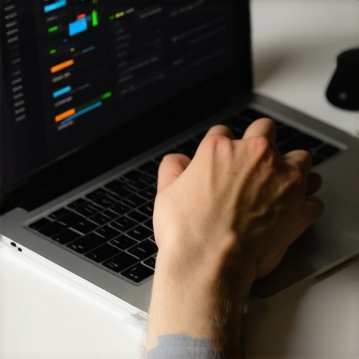 Person analyzing local SEO dashboard on laptop for map ranking stability.