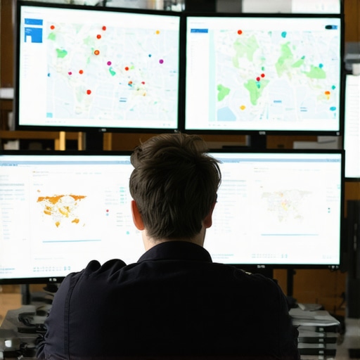 A person studying Google Maps ranking analytics on multiple screens.