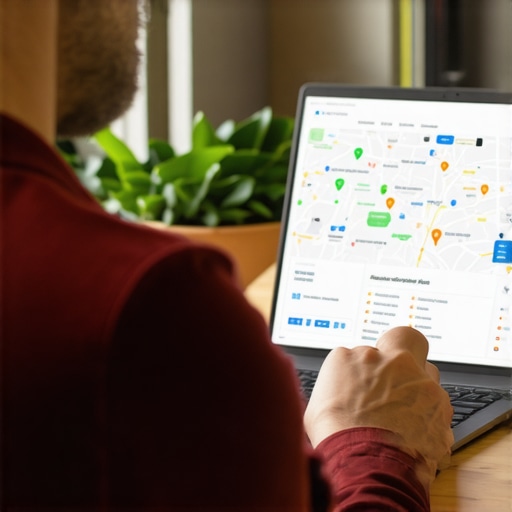 Person analyzing local SEO data on a laptop in an office