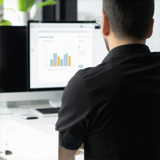 A person analyzing local SEO data using specialized tools on a computer